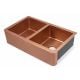 Handcrafted Copper Double Mount Kitchen Sink Dual Basin
